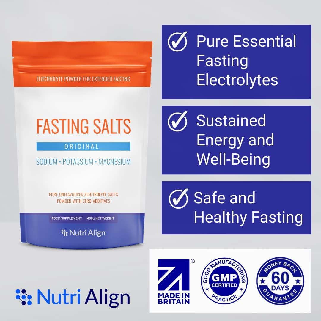 Fasting Salts Electrolytes Powder | 400G Sodium Potassium Magnesium Electrolytes | Pure Unflavoured Electrolytes for Extended and Intermittent Fasting | Sugar Free & Filler Free