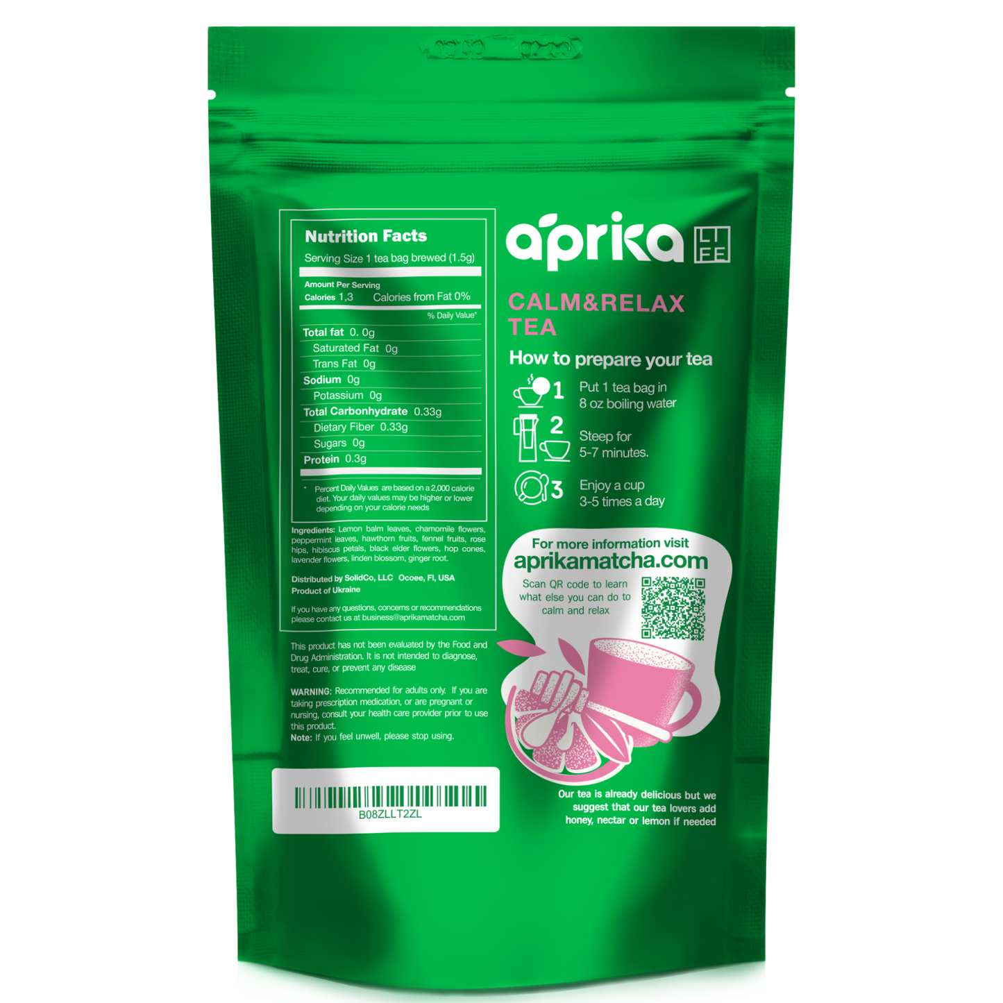 Calm and Relax Herbal Tea, 60 bags by Aprika Life