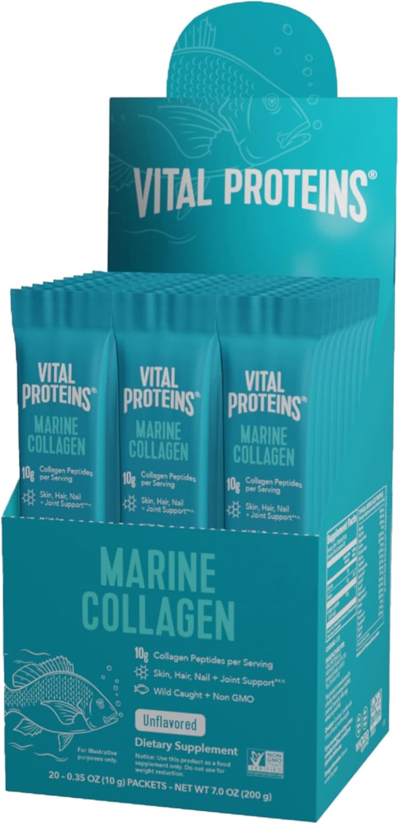 Vital Proteins Marine Collagen Peptides Powder Supplement for Skin Hair Nail Joint - Hydrolyzed Collagen - 12G per Serving - 14.5Oz Canister