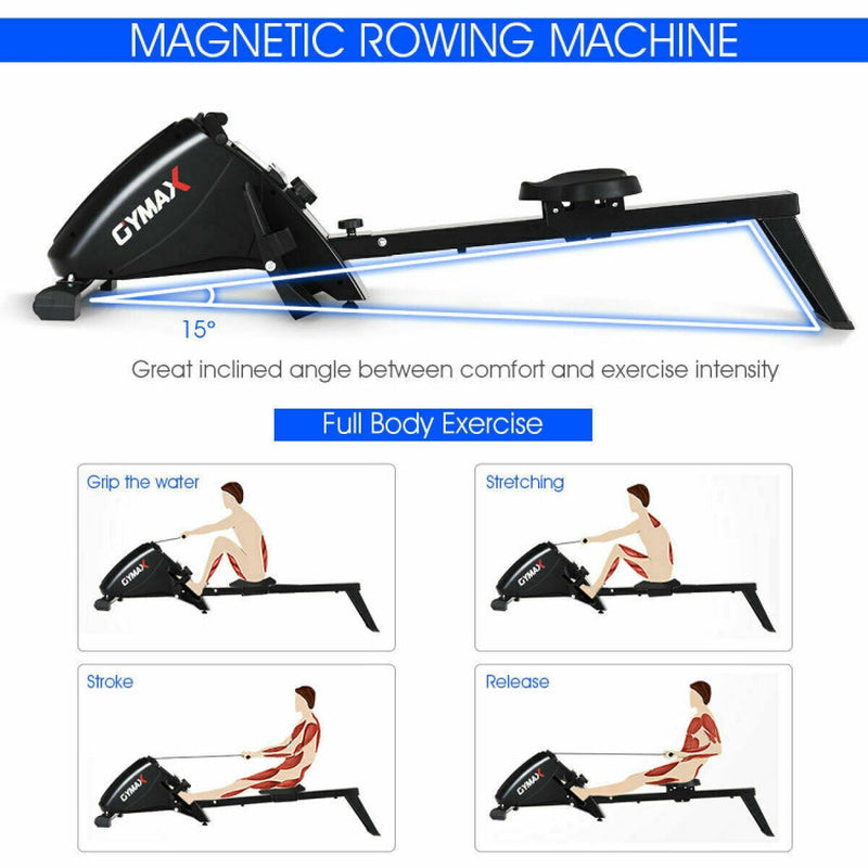 Foldable Magnetic Quiet Operated Fitness Rowing Machine 