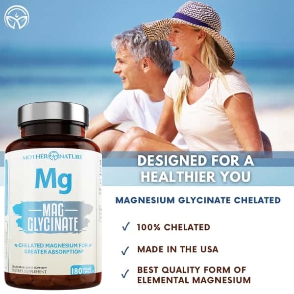 Mother Nature Magnesium Glycinate- 180 Capsules