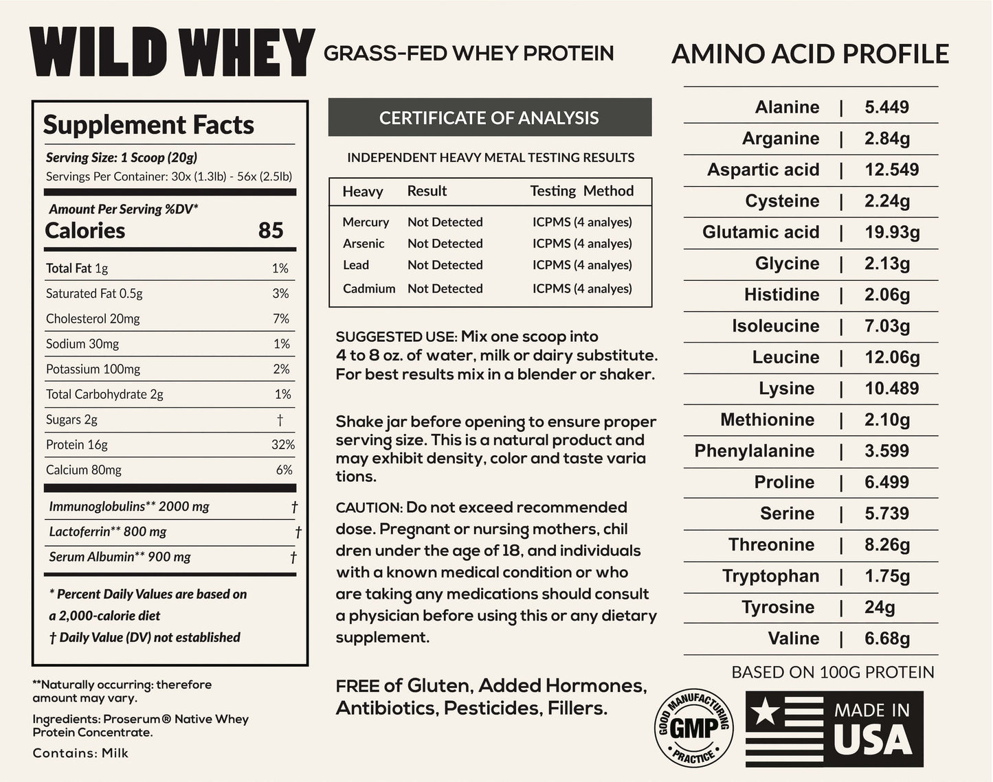 Cold Process Grass-Fed Whey Protein by Wild Foods